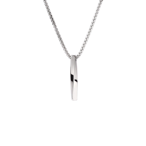Collier Pendentif Barre Torsadée Mobius en Acier Inoxydable Hip Hop Minimaliste Spirale Géométrique Pour Hommes Femmes Bijoux