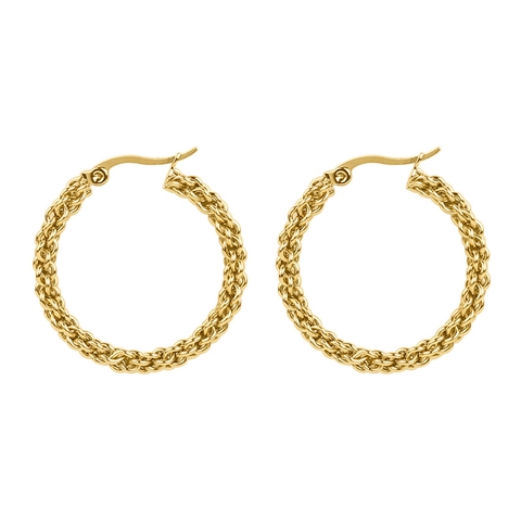 Braided Hoop Earrings Stainless Steel 18K Gold Plated Twisted Rope Woven Geometric Fashion Jewelry For Women