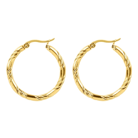 Pendientes De Aro De Acero Inoxidable Para Mujer Diseño De Cuerda Trenzada Joyería Geométrica Pulida