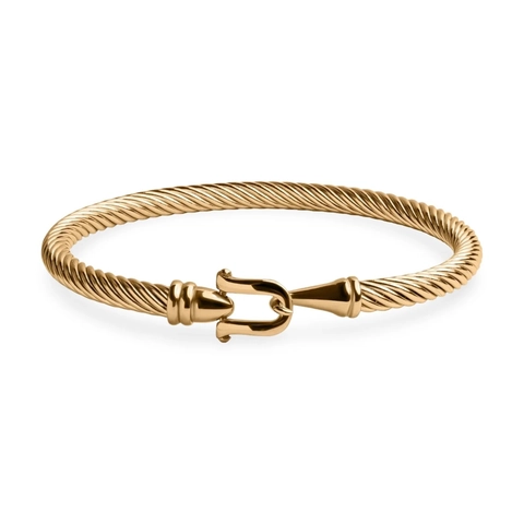 Bracelet Câble Torsadé En Acier Inoxydable Jonc Manille Fer À Cheval Fermoir Crochet Bijoux Minimalistes