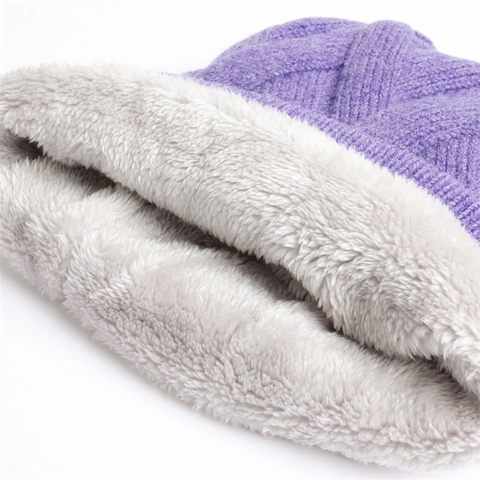 Solid Color Knitted Beanie Hat For Women Men Winter Warm Ear Protection Thick Cable Knit Skull Cap Fleece Lining Outdoor
