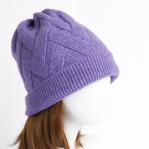 Solid Color Knitted Beanie Hat For Women Men Winter Warm Ear Protection Thick Cable Knit Skull Cap Fleece Lining Outdoor