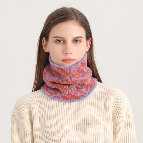 Scaldacollo In Maglia Invernale Foderato In Pile Snood Motivo Geometrico Ispessito Antivento Accessorio Outdoor Unisex