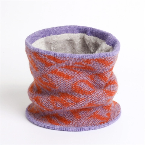 Scaldacollo In Maglia Invernale Foderato In Pile Snood Motivo Geometrico Ispessito Antivento Accessorio Outdoor Unisex