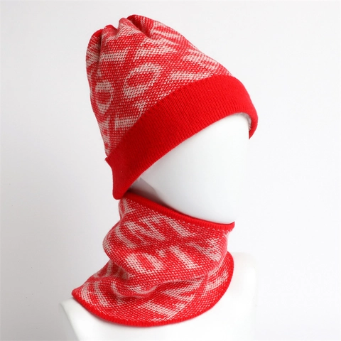 Gorro De Punto Y Calentador De Cuello Invierno Cálido Forro Polar Grueso Patrón Letras Jacquard Hombre Mujer