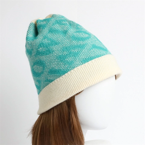 Gorro De Punto Acrílico Nailon Cálido Forro Polar Patrón Jacquard Bloque De Color Dobladillo Acanalado Unisex