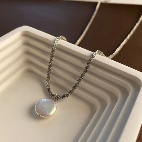 Franse Vintage Barokke Knop Parel Hanger Halsketting Voor Vrouwen Roestvrij Staal Torsieketting Sierlijk Elegant Sieraad Cadeau