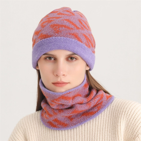 Gorro De Punto Y Calentador De Cuello Invierno Cálido Forro Polar Grueso Patrón Letras Jacquard Hombre Mujer