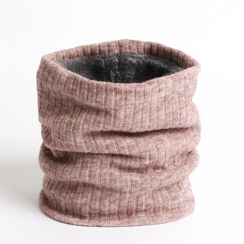 Calentador De Cuello De Invierno De Punto De Canalé Bufanda Gruesa Con Forro De Felpa Para Hombre Mujer Exterior Térmico Color Sólido