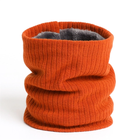 Calentador De Cuello De Invierno De Punto De Canalé Bufanda Gruesa Con Forro De Felpa Para Hombre Mujer Exterior Térmico Color Sólido