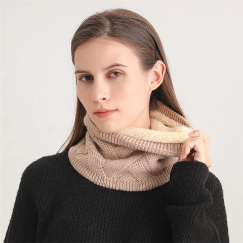 Winter Halswärmer Gestrickter Zopfmuster Fleece Gefütterter Thermischer Schlauchschal Für Herren Damen Outdoor Einfarbig