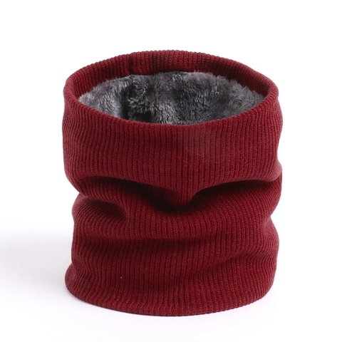 Winter Knit Neck Warmer Thick Fleece Lined Snood Ribbed Neck Gaiter Warm Windproof Solid Color Pullover For Men Women