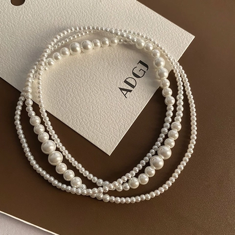 Französische Vintage Lange Künstliche Perlenkette Für Damen Mehrlagig Wickelperlen Titanstahl Elegante Pulloverkette Schmuck