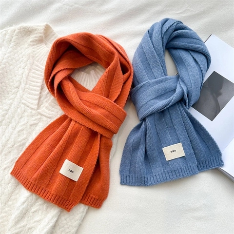 Bufanda De Punto Cálida Color Sólido Acanalada Invierno Bufanda De Cuello Para Mujeres Hombres Poliéster Suave