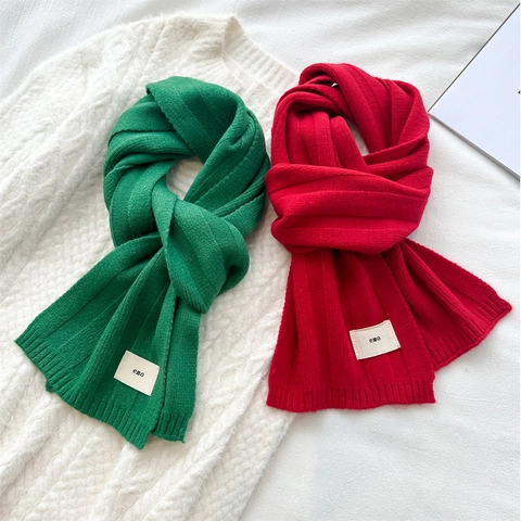 Bufanda De Punto Cálida Color Sólido Acanalada Invierno Bufanda De Cuello Para Mujeres Hombres Poliéster Suave