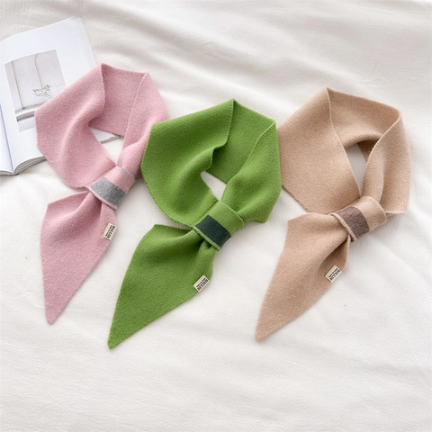Women Knit Scarf Soft Warm Solid Color Cross Pull Through Neck Wrap Minimalist Autumn Winter Fashion Accessories