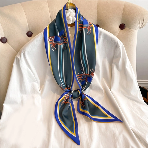 Sciarpa Stretta Stampa Equestre Cavallo Donna Poliestere Effetto Raso Sciarpa Lunga Cravatta Fascia Decorazione Streamer