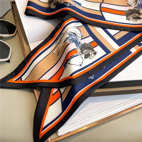Elegant Horse Print Skinny Scarf Polyester Long Narrow Fashion Neck Scarf Geometric Stripes For Women