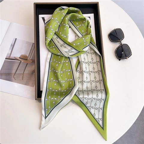 Sciarpa Lunga Stretta Con Stampa Geometrica Vintage Donne Poliestere Raso Raso Come Borsa Elegante Diagonale