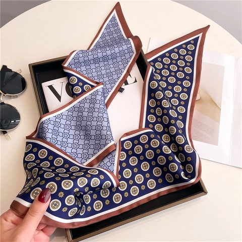 Moda Sciarpa Di Raso Stretta Donne Poliestere Raso Neckerchief Francese Vintage Floreale Geometrico Stampa Decorativa Lunga