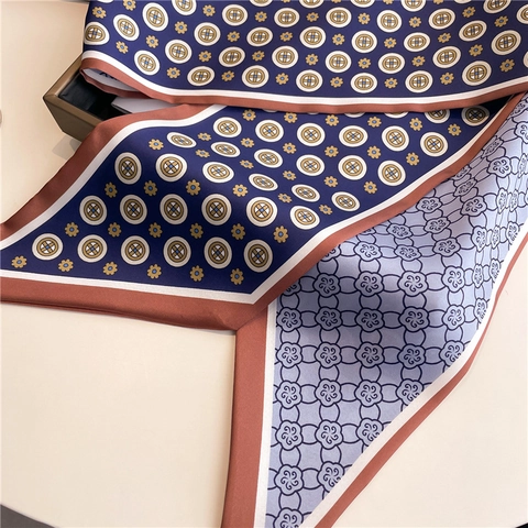 Moda Sciarpa Di Raso Stretta Donne Poliestere Raso Neckerchief Francese Vintage Floreale Geometrico Stampa Decorativa Lunga