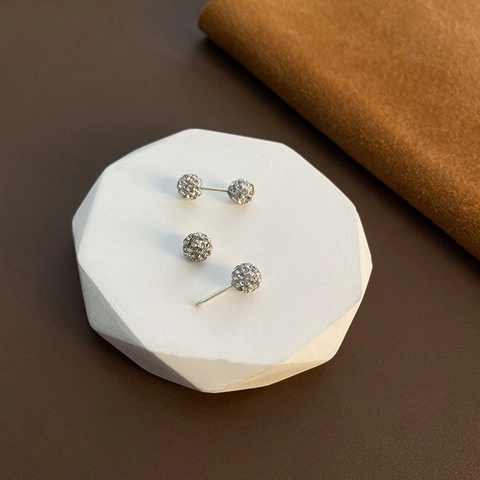 Luxury Zircon Ball Stud Earrings With 925 Sterling Silver Earring Post Copper Screw Back Barbell Jewelry For Women