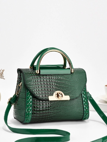 Women Crocodile Pattern Handbag PU Leather Elegant Tote Bag With Golden Metal Handle Crossbody Shoulder Bag For Ladies