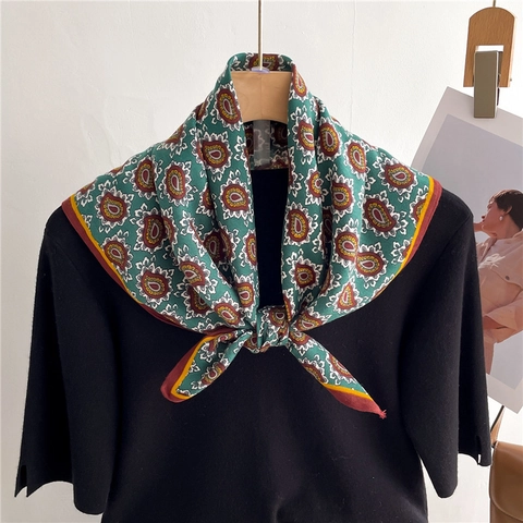 Vintage Paisley Pattern Square Scarf Satin Like Polyester Headscarf Bandana Elegant Fashion Neck Accessory For Women