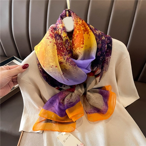Sciarpa Scialle Con Stampa Astratta Poliestere Leggero Traspirante Protezione Solare Elegante Moda Per Donna