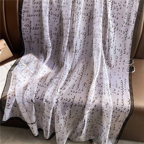 Large Scarf Shawl Lightweight Polyester Chiffon Polka Dot Crescent Print Sun Protection Elegant Fashion Wraps For Women