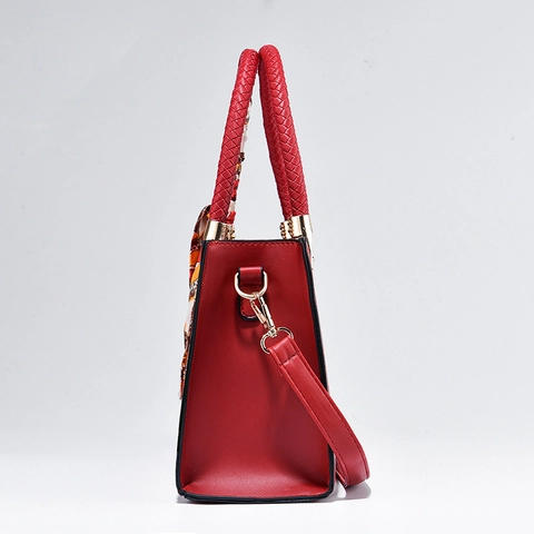 Dames Krokodillenpatroon PU Leer Handtas Met Gevlochten Handvat Satijnen Sjaal Top Handle Schouder Crossbody Tas Goud Hardware