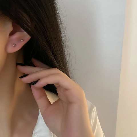Minimalist Round Ball Stud Earrings 925 Sterling Silver Tiny Bead Piercing Jewelry For Women Daily Wear