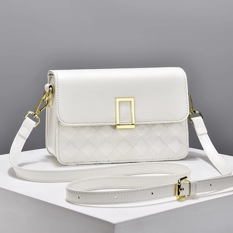 Stepp Schultertasche Für Damen PU Leder Umhängetasche Kleine Quadratische Klappentasche Mit Goldener Metallschnalle