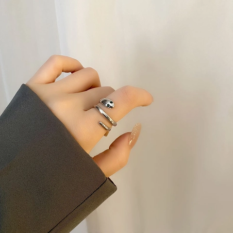Schlangenring Verstellbarer Offener Ring Titanstahl Retro Vergoldet Silber Grün Edelstein Auge Mode Accessoire Damen