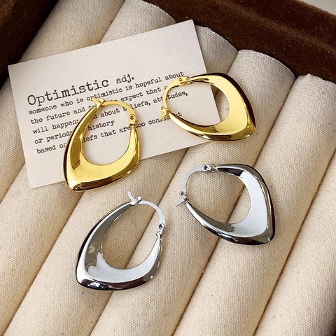 Orecchini A Cerchio Geometrici Rame Placcato Oro 18K Argento Forma A U Irregolare Lucido Minimalista Gioielli Donna