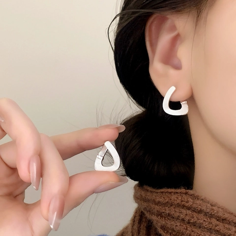 Geometrische Wassertropfen Creolen Messing Mit Kupfer Ohrstecker Gebürstete Textur Minimalistisch Leicht Luxus Für Damen