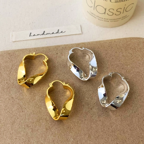 Pendientes De Aro Geométricos Irregulares Retorcidos Cobre Chapado En Oro Plata Estilo Francés Minimalista