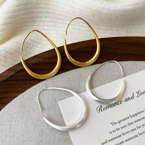 Geometrische Waterdruppel Oorknopjes Geborsteld Koper Mat Druppel Open Creolen Sieraden Voor Dames Dagelijks Minimalistisch Accessoire