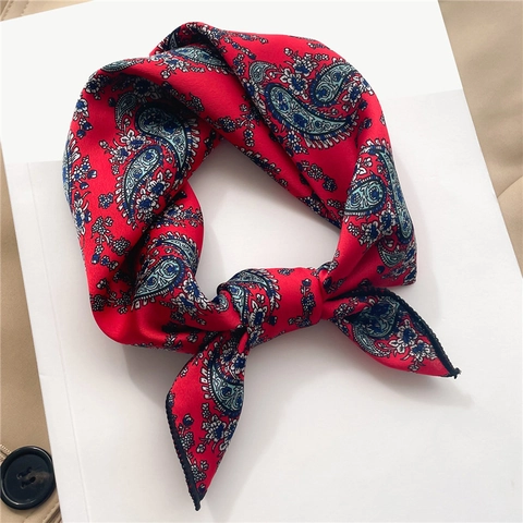 Foulard Quadrato In Raso Satinata Da Donna Motivo Paisley Cravatta Elegante Moda Ufficio Accessorio Versatile Fascia