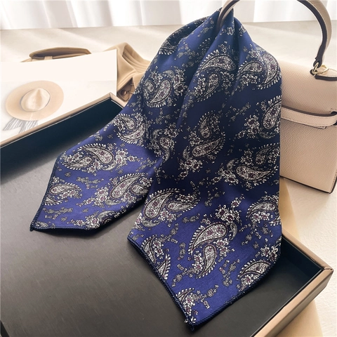 Foulard Quadrato In Raso Satinata Da Donna Motivo Paisley Cravatta Elegante Moda Ufficio Accessorio Versatile Fascia
