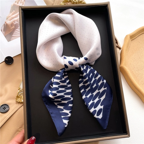 Sciarpa In Raso Di Poliestere A Pois Sfumato Elegante Quadrato Foulard Motivo Geometrico Bandana Donna Accessorio Moda