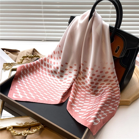 Sciarpa In Raso Di Poliestere A Pois Sfumato Elegante Quadrato Foulard Motivo Geometrico Bandana Donna Accessorio Moda