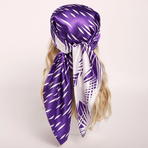 Sciarpa Quadrata Raso Effetto Raso Stampa Geometrica Foulard Grande Scialle Di Moda Leggero Per Donna Accessorio Casual