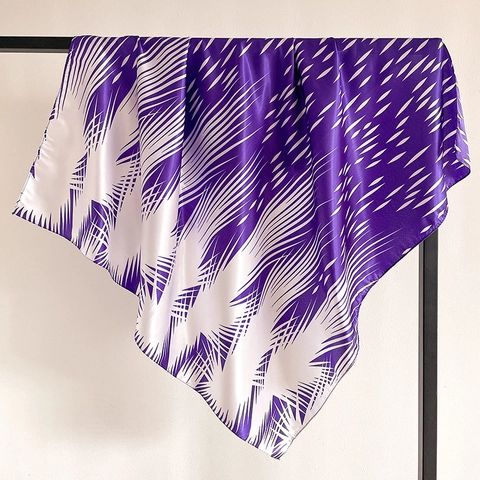 Sciarpa Quadrata Raso Effetto Raso Stampa Geometrica Foulard Grande Scialle Di Moda Leggero Per Donna Accessorio Casual