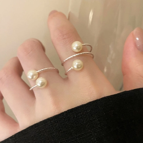 Kunstparel Open Verstelbare Ring Legering Goud Zilver Verguld Gedraaide Touwtextuur Spiraal Elegant Frans Retro Sieraden Vrouwen