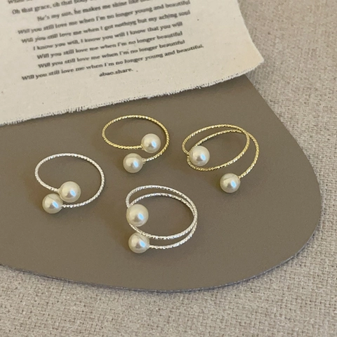 Kunstparel Open Verstelbare Ring Legering Goud Zilver Verguld Gedraaide Touwtextuur Spiraal Elegant Frans Retro Sieraden Vrouwen
