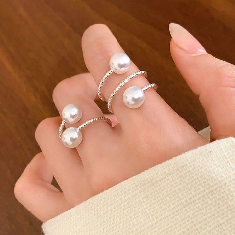 Anello Aperto Intrecciato In Rame Placcato Oro Con Perla Artificial Sintetica Gioiello Elegante Regolabile Da Donna