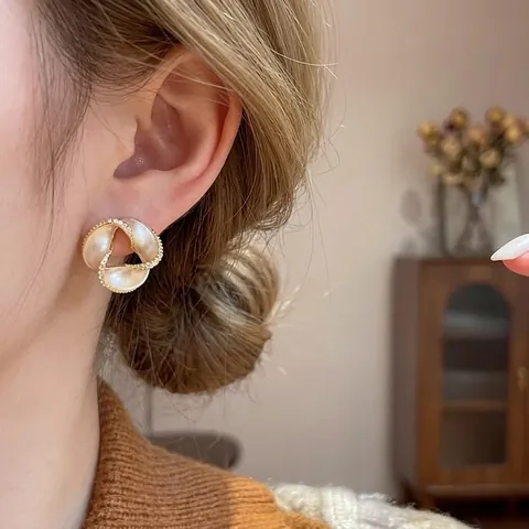 Orecchini A Lobo Vintage In Rame Con Zircone E Smalto Fiore Gioielli Eleganti Per Donna