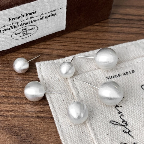 Orecchini A Lobo A Sfera Minimalisti Rame Spazzolato Placcato Argento Gioielli Moda Donna Elegante