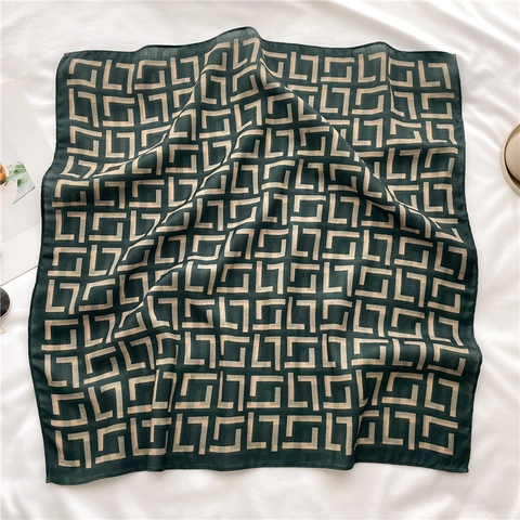 Geometrischer Druck Satin Quadratischer Schal Polyester Fischgräten Halstuch Mode Haar Bandana Für Damen Elegant